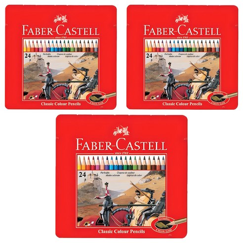 파버카스텔 일반 색연필 틴, 24색, 3개