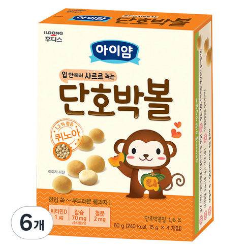 일동후디스 아이얌 볼과자 60g, 단호박맛, 6개