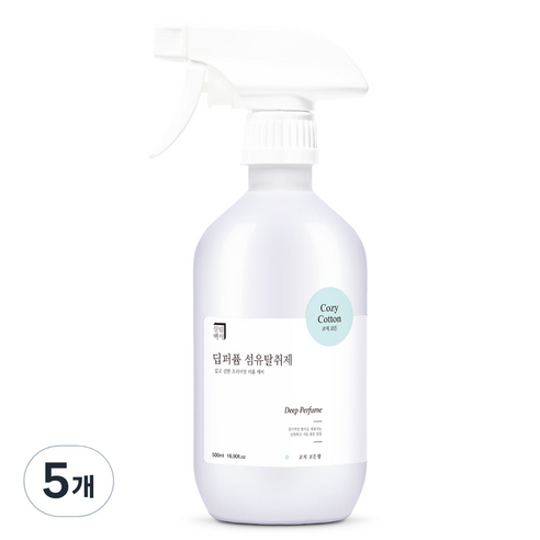 살림백서 딥퍼퓸 섬유탈취제 본품, 500ml, 5개, 코지코튼