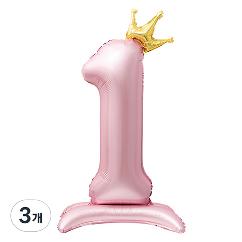 인블룸 대형 왕관 숫자 스탠드 파티풍선 1, 핑크, 3개