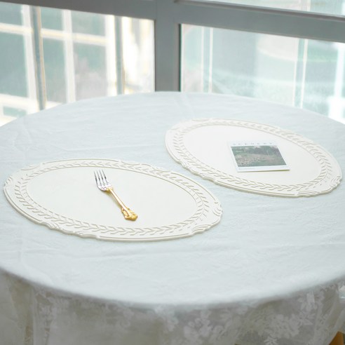 시라쿠스 로렐 실리콘 매트 2p, 아이보리, 43 x 30 cm