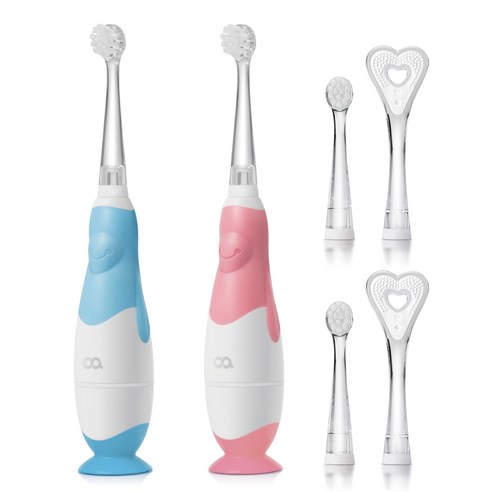 전자 칫솔 오아 유아용 클린이펭귄 음파 전동 칫솔 세트, OOT-006BL(블루), OOT-006PK(핑크) 2 오아 유아용 클린이펭귄 음파 전동 칫솔 세트, OOT-006BL(블루), OOT-006PK(핑크)