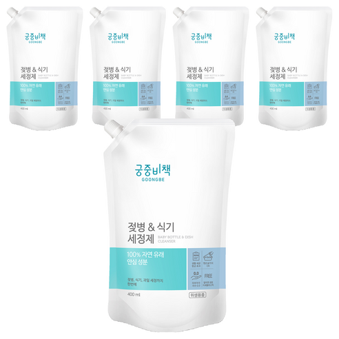 궁중비책 젖병 & 식기세정제 캡리필형, 5개, 400ml