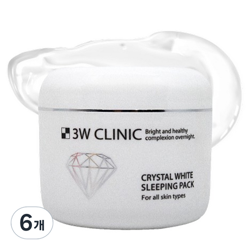 3W클리닉 크리스탈 화이트 슬리핑팩, 6개, 100ml
