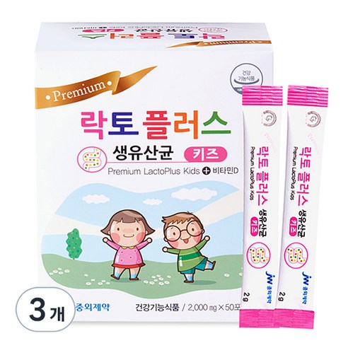 중외제약 락토플러스 생 유산균 키즈, 100g, 3개