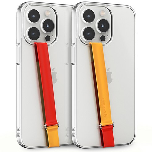 신지모루 3세대 컬러매치 클립형 실리콘 휴대폰 핑거스트랩 210, 만다린레드, 2개