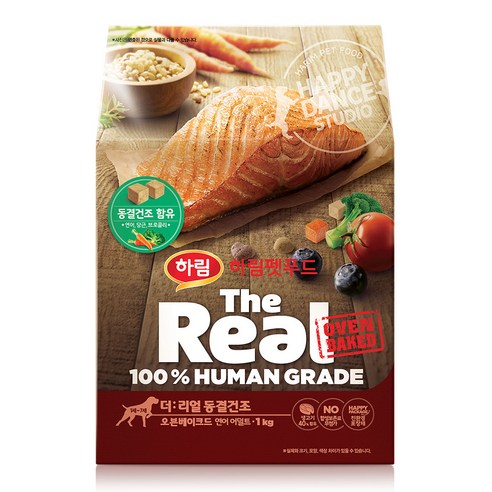하림펫푸드 더리얼 동결건조 오븐베이크드 어덜트 강아지사료, 연어, 1kg, 1개
