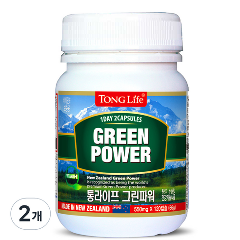 통라이프 그린파워 66g, 120캡슐, 2개
