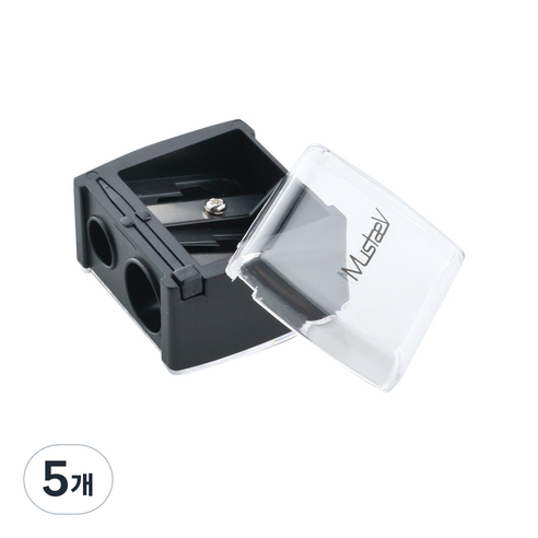머스테브 듀얼 펜슬 샤프너 2홀 8mm 12mm, 블랙, 5개
