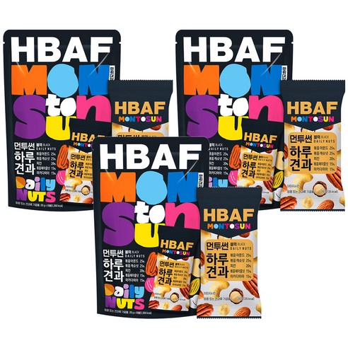 HBAF 먼투썬 하루견과 블랙, 200g, 3개