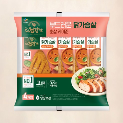 더건강한 부드러운 닭가슴살 순살 케이준, 100g, 4개