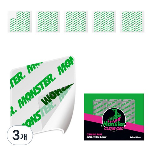 몬스터클리어겔 초강력 사각 스티커형 클리어겔 45p, 3개