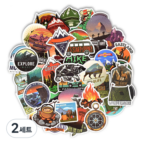 캠핑 풍경 아웃도어 캐리어 스티커 50p 세트, 혼합색상, 2세트