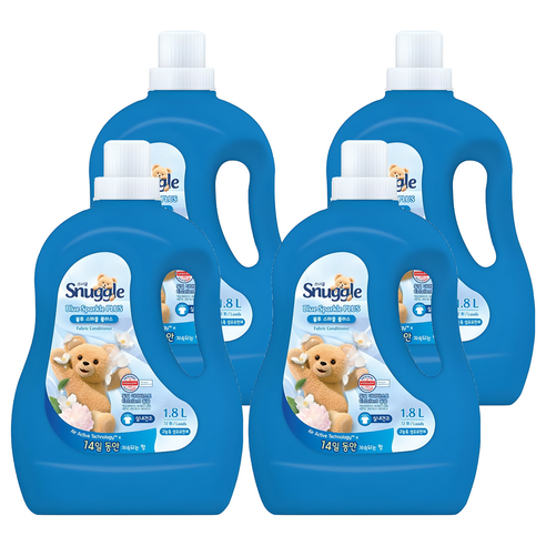스너글 블루스파클 플러스 섬유유연제 본품, 1.8L, 4개