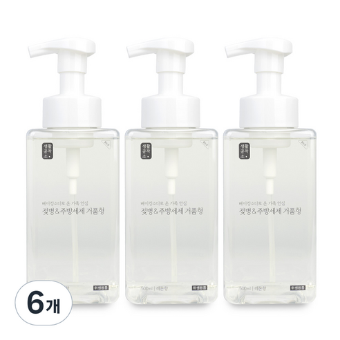 생활공작소 젖병 주방세제 레몬향, 500ml, 6개