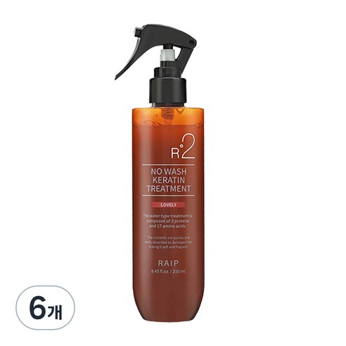 라입 R2 노워시 케라틴 헤어 트리트먼트 러블리, 250ml, 6개
