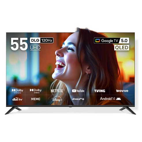 프리즘코리아 4K UHD QLED 구글 5 AI DLG120Hz 스마트TV, 138.6cm(55인치), CP55G5Q, 스탠드형, 방문설치