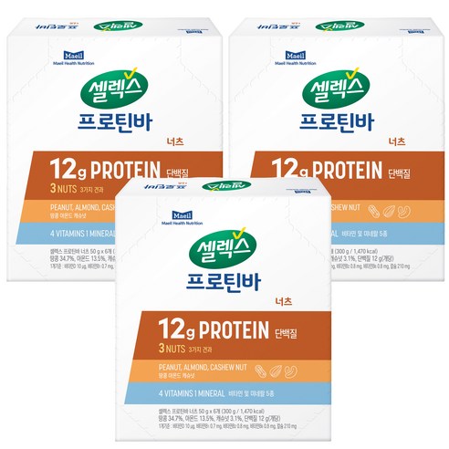 셀렉스 프로틴바 너츠, 50g, 3개