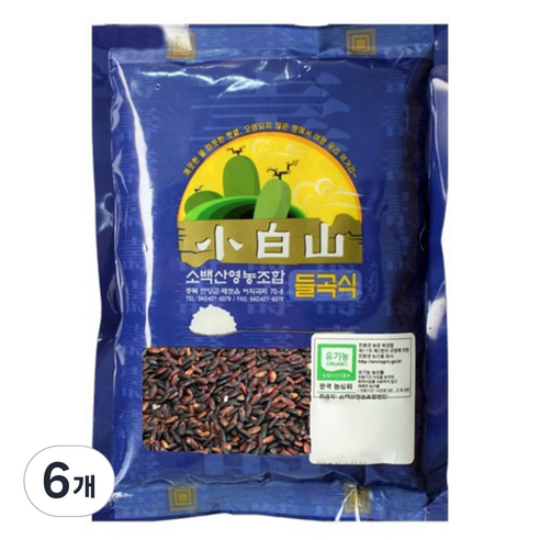 소백산영농조합 유기농 발아 찰흑미, 500g, 6개