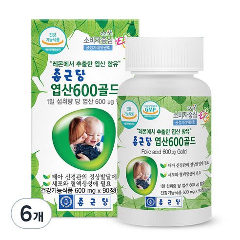 종근당 엽산600 골드, 90정, 6개