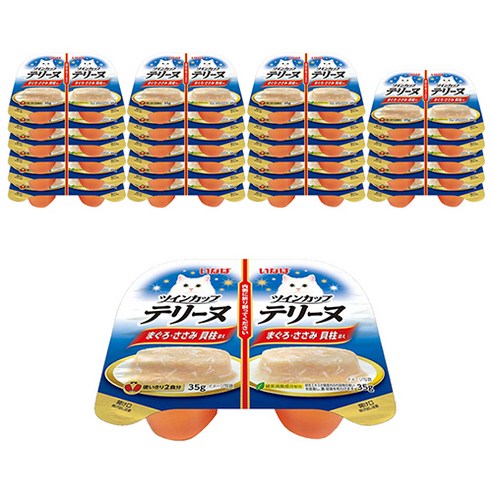 챠오츄르 이나바 트윈컵 테린, 혼합맛(참치/닭가슴살/관자), 35g, 24개