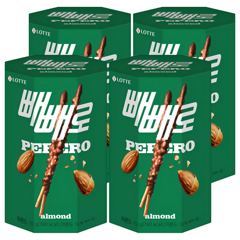 빼빼로 아몬드, 132g, 4개