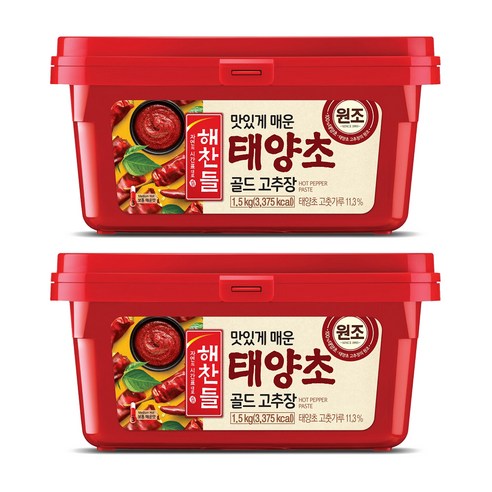 해찬들 우리쌀로 만든 태양초 골드 고추장, 1.5kg, 2개