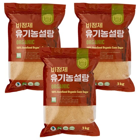 잘레스 비정제 유기농 설탕, 3개, 3kg