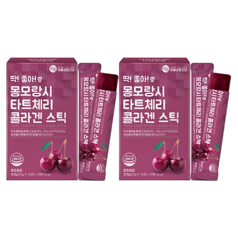 미쁨생활건강 딱 좋아 몽모랑시 타트체리 콜라겐 젤리 스틱 15p, 15회분, 300g, 2개