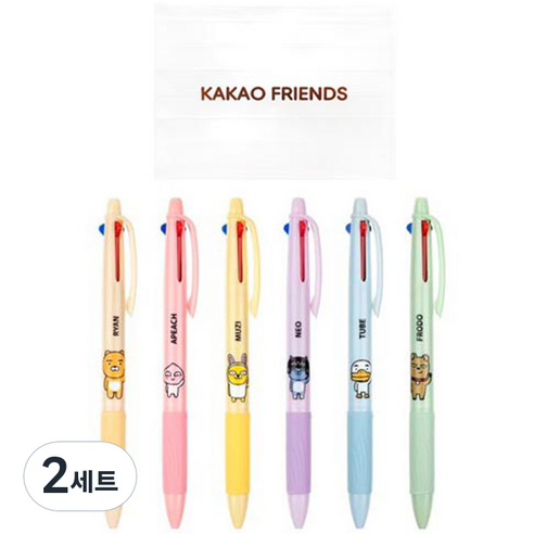 아이콘스 카카오프렌즈 3색 볼펜 0.7mm 6p 세트, 혼합 색상, 2세트