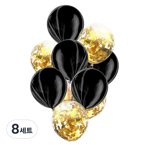 윰스 감각적인 파티풍선 세트, 블랙그레이 앤 골드스팽글, 8세트