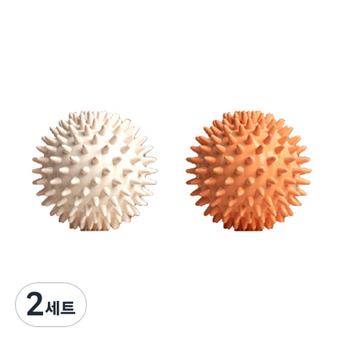 작지만 옹골찬 마사지 고슴도치 요가볼 2종 세트, 2세트, 아이보리 + 오렌지