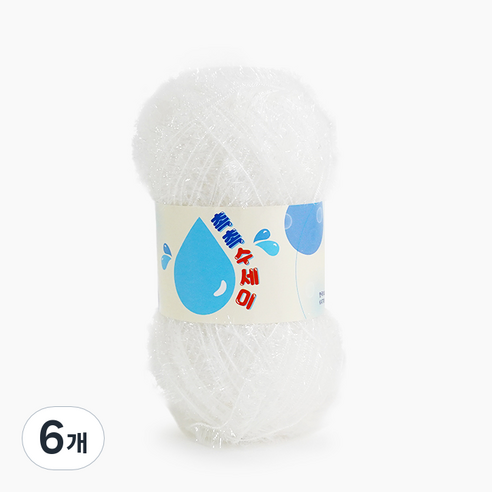 쎄비 촉촉 수세미 뜨개실, 흰색, 6개