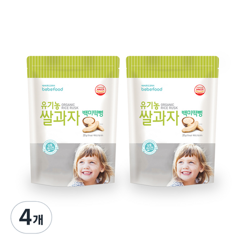 베베푸드 유기농 쌀과자 떡뻥 20g, 백미, 4개