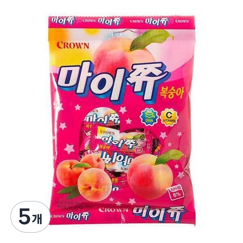 크라운 마이쮸 복숭아, 92g, 5개