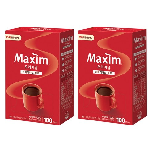 맥심 오리지날 아메리카노 블랙, 1g, 2개, 100개입