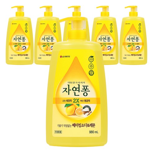 자연퐁 기름기 걱정없는 베이킹소다 & 레몬 주방세제 본품, 980ml, 6개