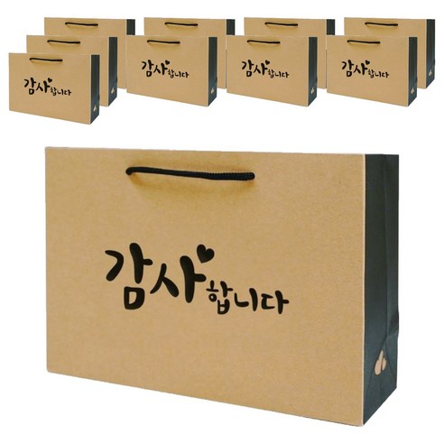영프라자 감동 메시지 크라프트 선물 쇼핑백, 블랙, 10개