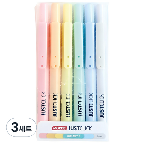 저스트클릭 S 마일드 형광펜 6p, 혼합색상, 3세트