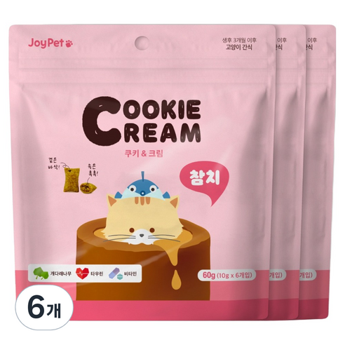 조이펫 고양이 쿠키 앤 크림 간식, 참치, 60g, 6개