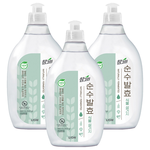참그린 순수발효 식물 주방세제, 480ml, 3개