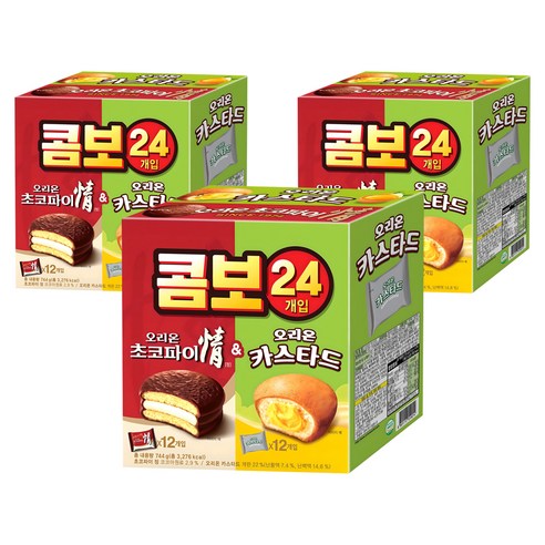 오리온 콤보 초코파이 정 + 카스타드, 744g, 3개