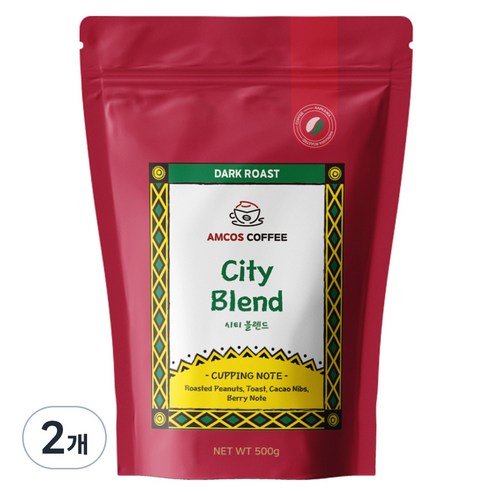암코스 시티 블렌드 커피 원두, 500g, 2개, 홀빈(분쇄안함)