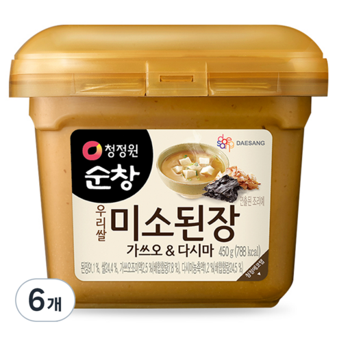 대상 청정원 미소된장 가쓰오&다시마, 450g, 6개