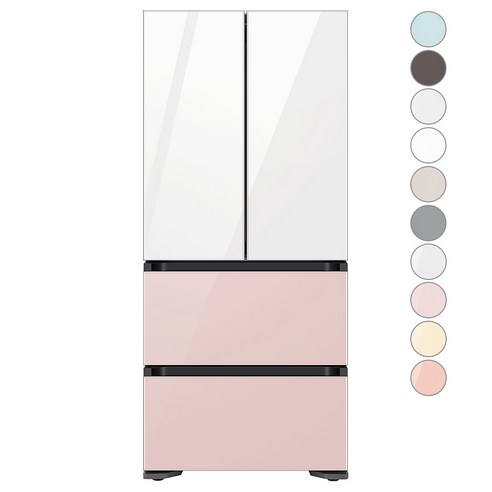 [색상선택형] 삼성전자 비스포크 김치플러스 490L 4도어 김치냉장고 방문설치 RQ49C94R1AP, 글램 화이트 × 글램 핑크 섬네일