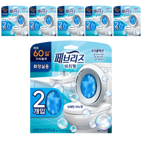 페브리즈 화장실용 방향제 비치형 상쾌한 비누향 2p 본품, 12.6ml, 6개