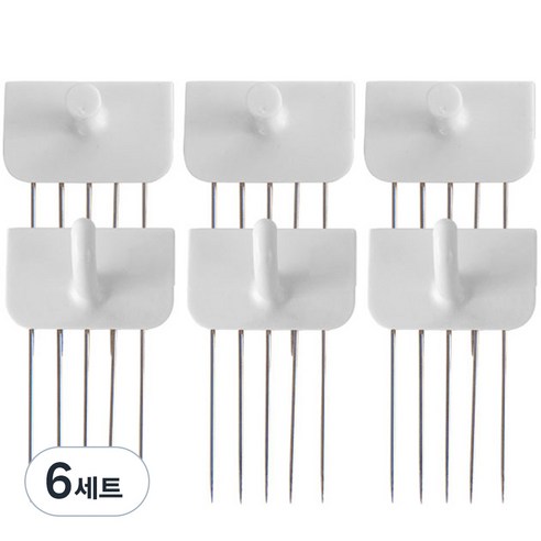 꼭꼬핀 벽지핀 일자형 3p + U자형 3p 세트, 화이트, 6세트