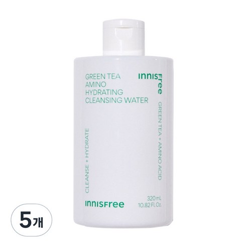 이니스프리 New 그린티 아미노 수분 클렌징 워터, 5개, 320ml