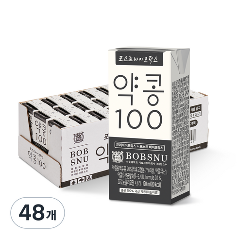 서울대밥스누 포스트바이오틱스 약콩 100 두유, 48개, 190ml