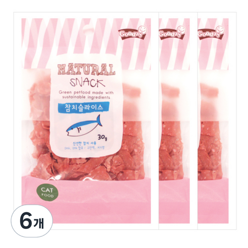 굿데이 네츄럴 스낵 고양이 간식, 참치슬라이스, 30g, 6개